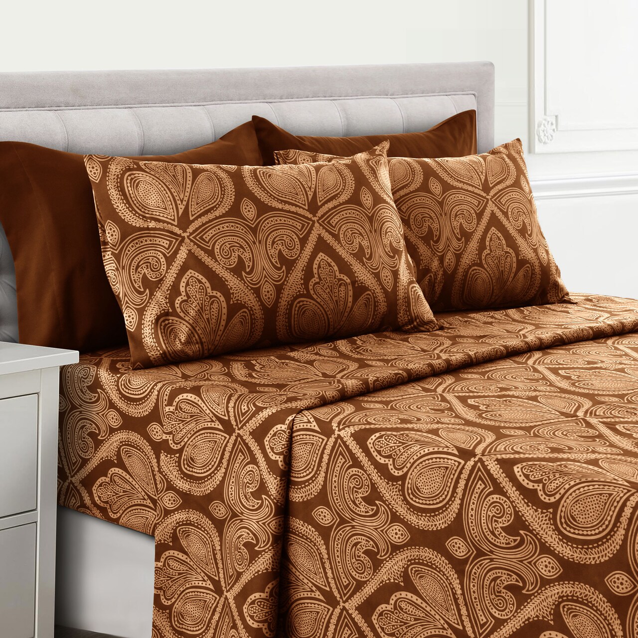 Paisley Printed 1800 Series Deep Pocket Premier Microfiber 6 Piece Bed Sheet Set (Multiple Colors)